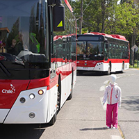 Presentan 30 buses eléctricos con sensores para detectar a peatones y ciclistas