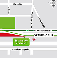 AVO 2: Tránsito de A. Vespucio entre Av. Los Presidentes y Av. El Valle es desviado hacia vía local por 58 meses
